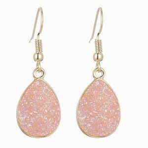NEW GORGEOUS DRUZY STONE WATER DROP EARRINGS